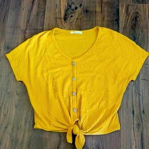 Mustard Yellow Tie Blouse
